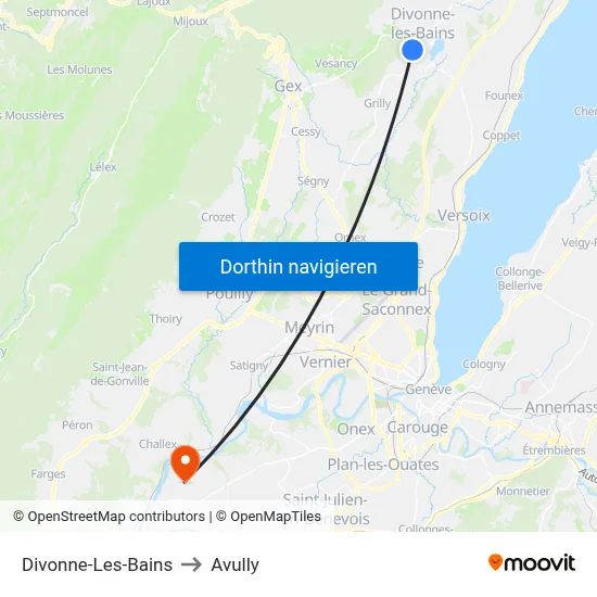 Divonne-Les-Bains to Avully map