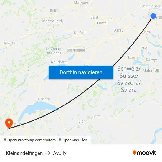 Kleinandelfingen to Avully map