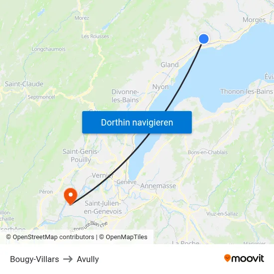 Bougy-Villars to Avully map