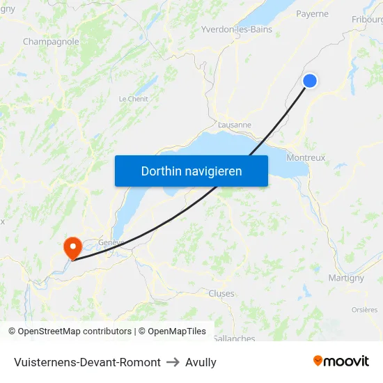 Vuisternens-Devant-Romont to Avully map