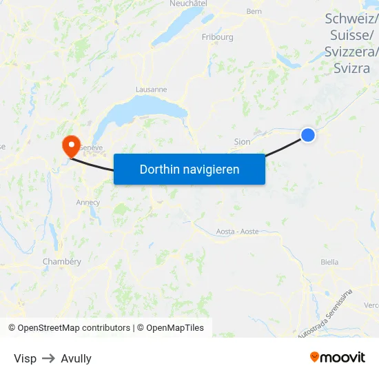 Visp to Avully map