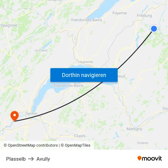 Plasselb to Avully map