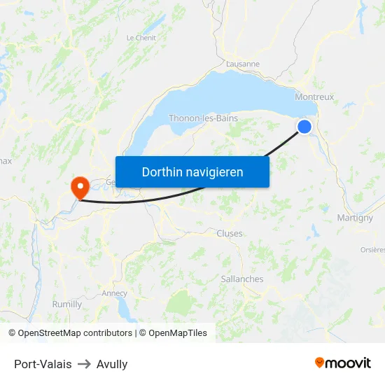 Port-Valais to Avully map