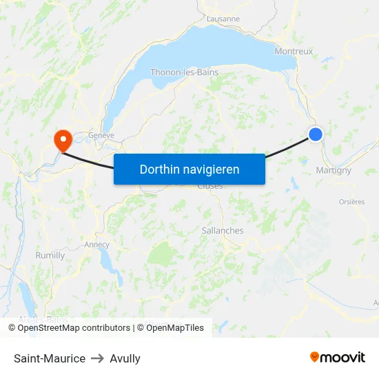 Saint-Maurice to Avully map