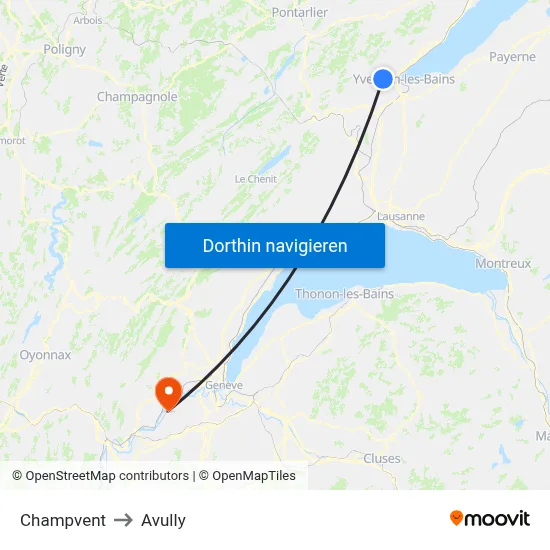 Champvent to Avully map