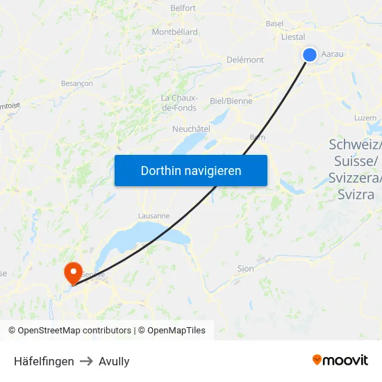 Häfelfingen to Avully map