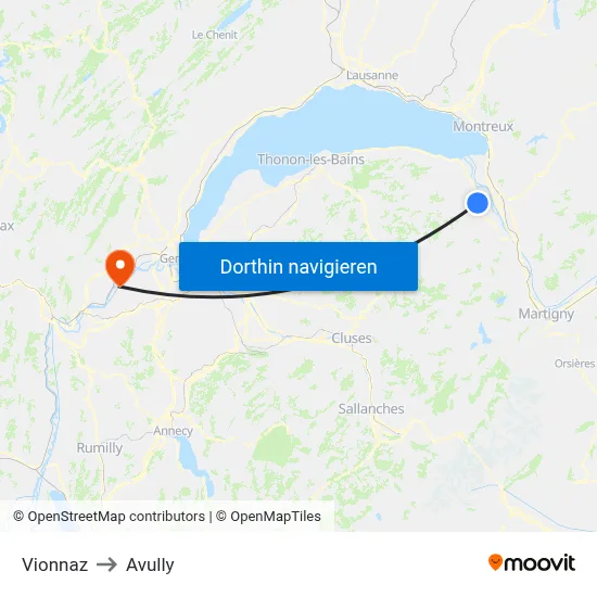 Vionnaz to Avully map