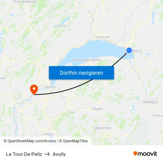 La Tour-De-Peilz to Avully map