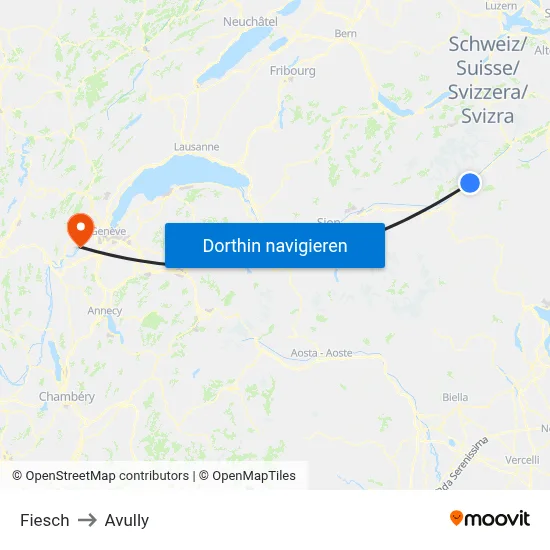 Fiesch to Avully map