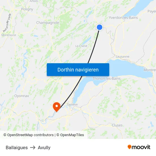 Ballaigues to Avully map