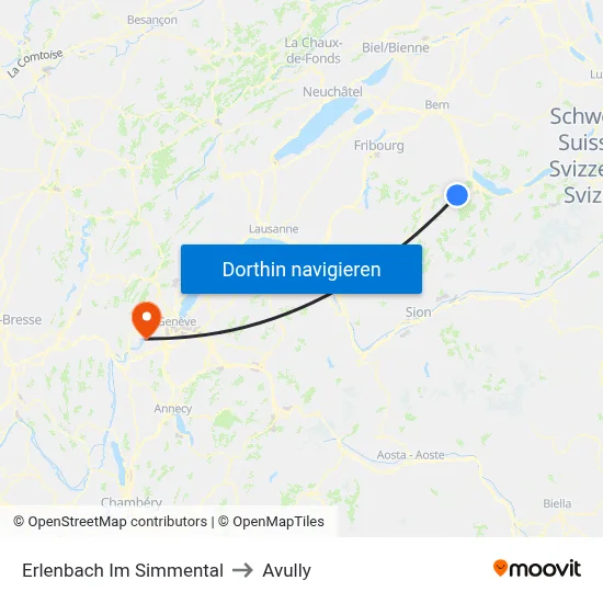 Erlenbach Im Simmental to Avully map