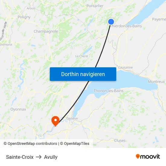 Sainte-Croix to Avully map