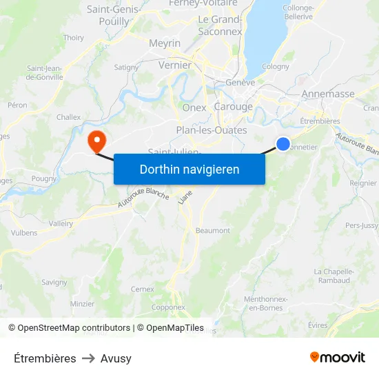 Étrembières to Avusy map