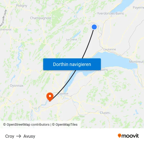 Croy to Avusy map