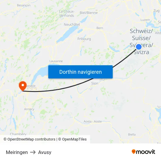 Meiringen to Avusy map