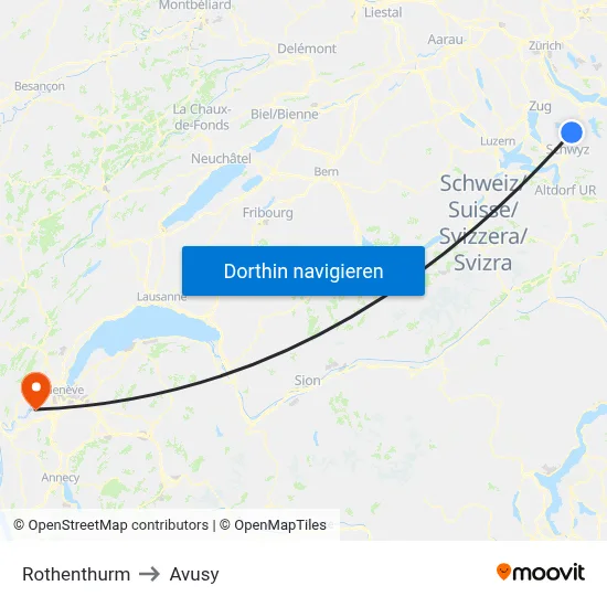 Rothenthurm to Avusy map