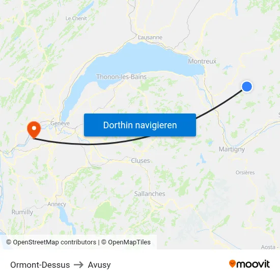 Ormont-Dessus to Avusy map
