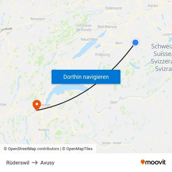 Rüderswil to Avusy map