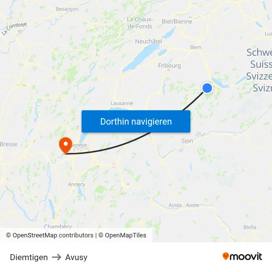 Diemtigen to Avusy map