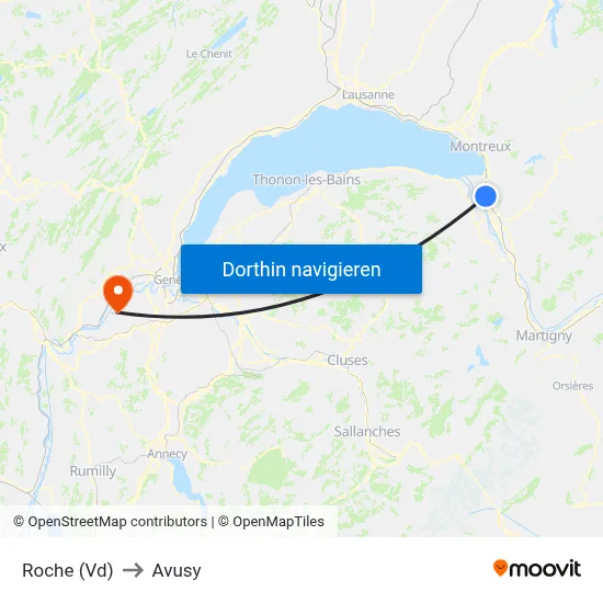 Roche (Vd) to Avusy map