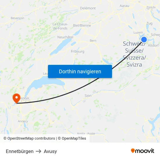 Ennetbürgen to Avusy map
