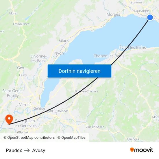 Paudex to Avusy map