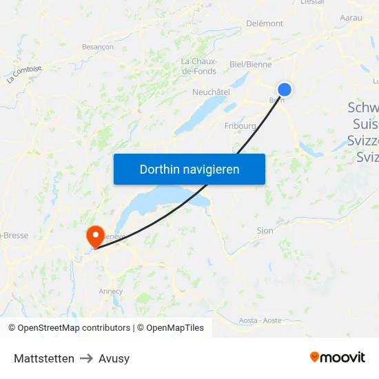 Mattstetten to Avusy map