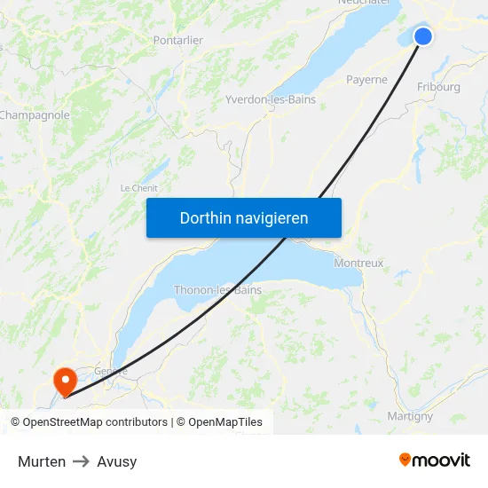 Murten to Avusy map