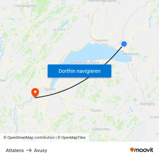 Attalens to Avusy map