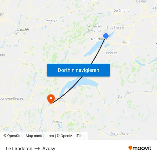 Le Landeron to Avusy map