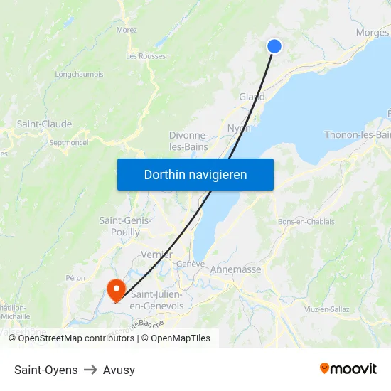 Saint-Oyens to Avusy map