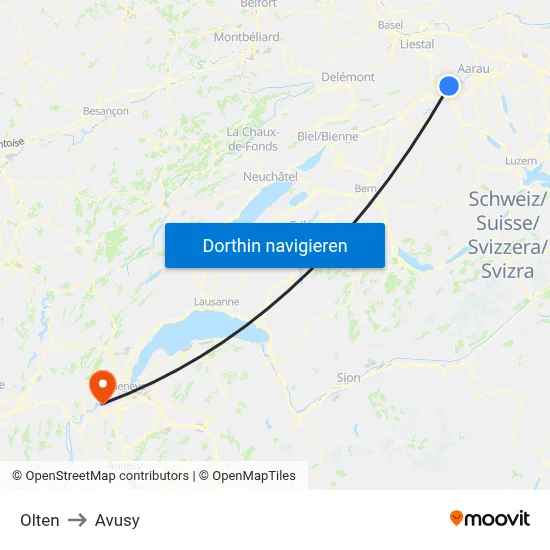 Olten to Avusy map