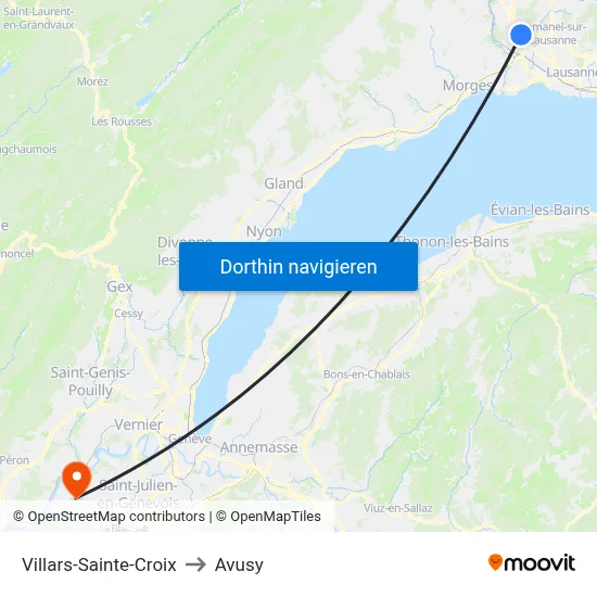 Villars-Sainte-Croix to Avusy map