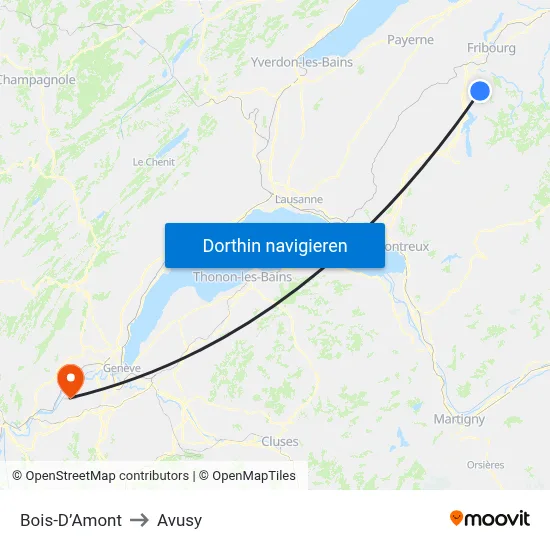 Bois-D’Amont to Avusy map