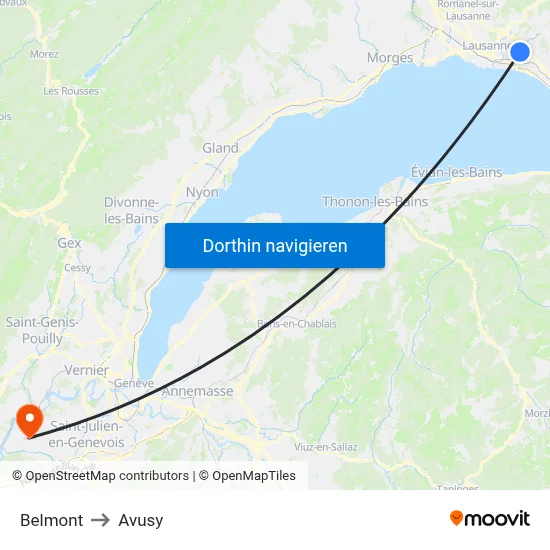 Belmont to Avusy map