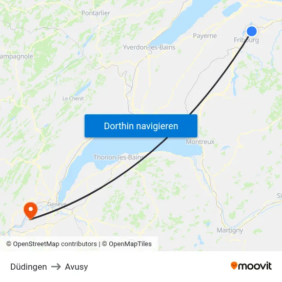 Düdingen to Avusy map