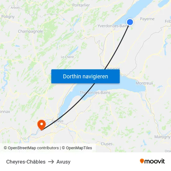 Cheyres-Châbles to Avusy map