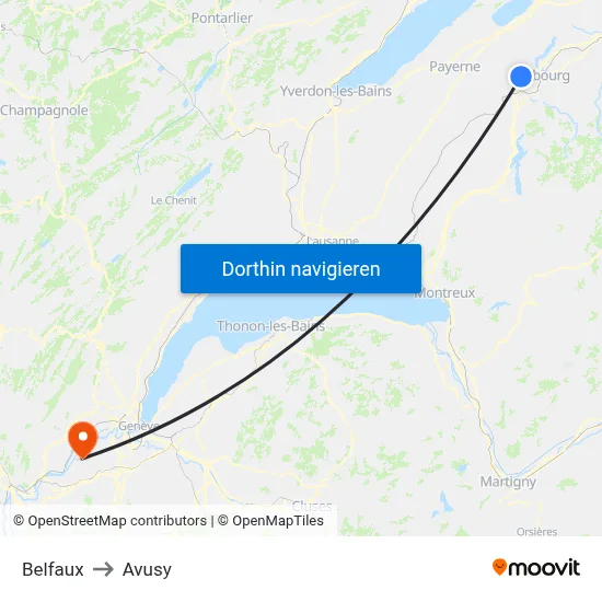 Belfaux to Avusy map