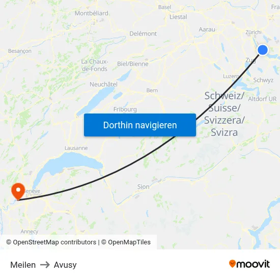 Meilen to Avusy map