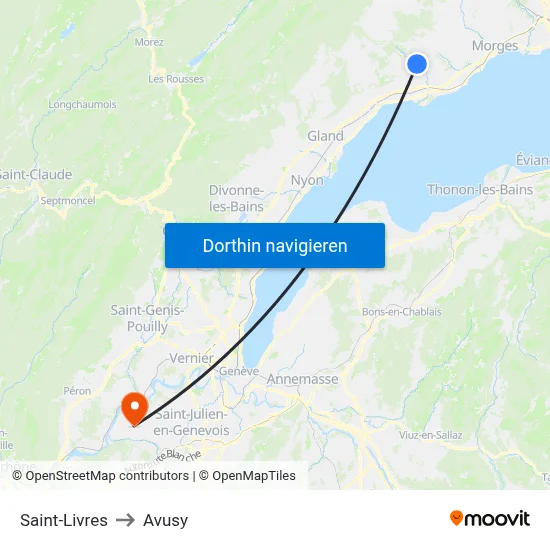 Saint-Livres to Avusy map