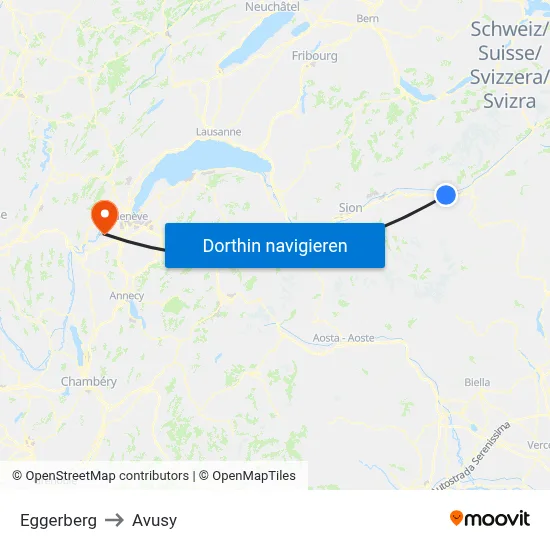 Eggerberg to Avusy map