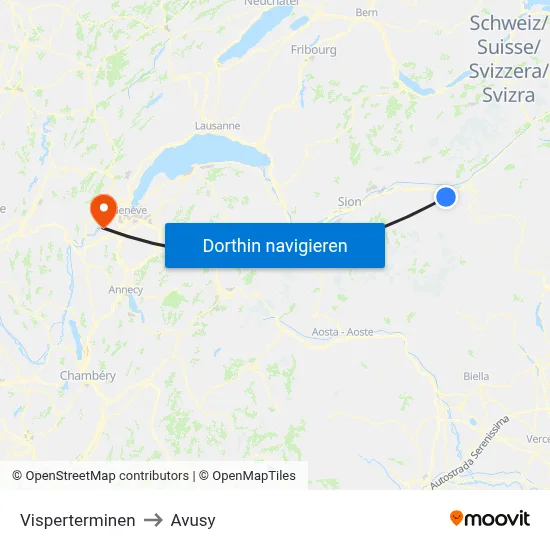 Visperterminen to Avusy map