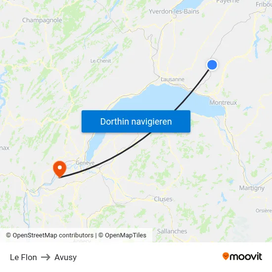 Le Flon to Avusy map