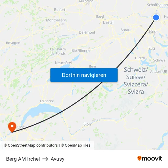 Berg AM Irchel to Avusy map