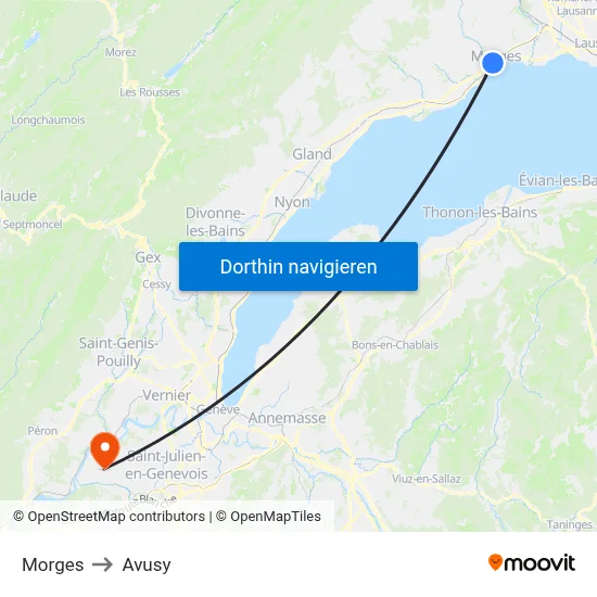 Morges to Avusy map