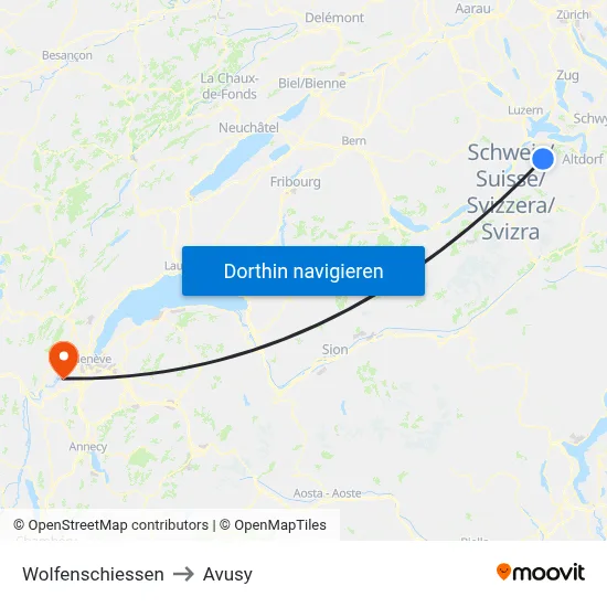 Wolfenschiessen to Avusy map