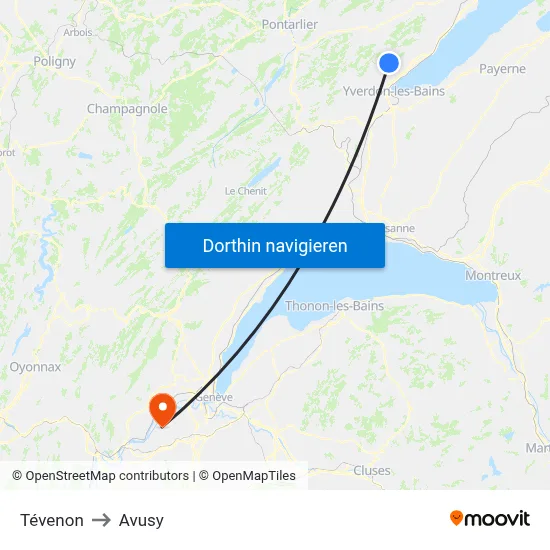 Tévenon to Avusy map