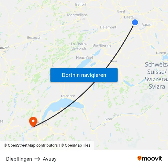 Diepflingen to Avusy map