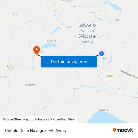Circolo Della Navegna to Avusy map