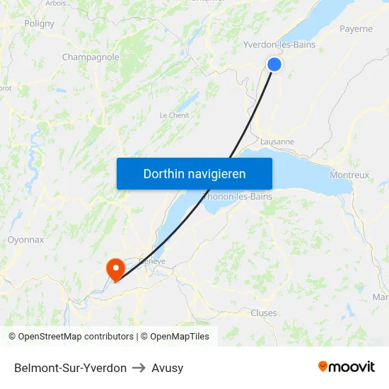 Belmont-Sur-Yverdon to Avusy map
